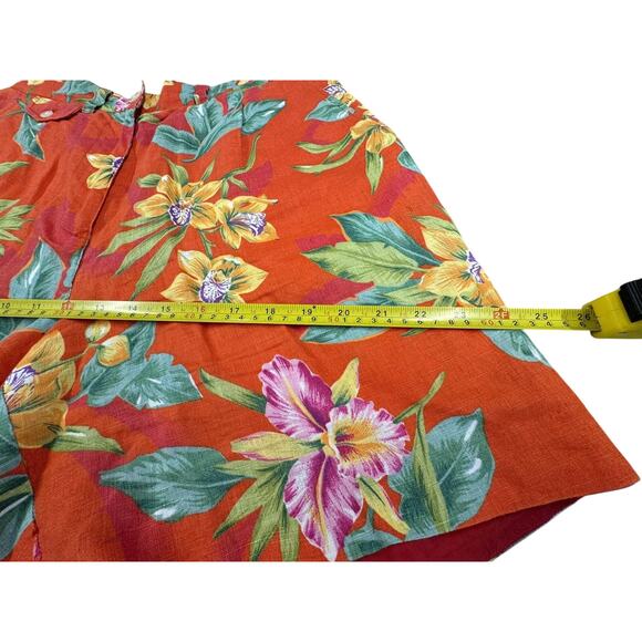 "Lauren Ralph Lauren" Linen Shorts High Rise Floral Hawaiian Tropical Sz 10 Mom - Picture 6 of 8
